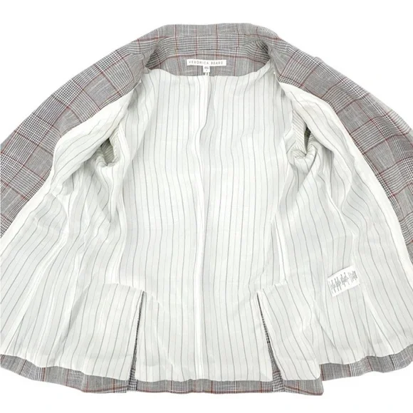 $698 Veronica Beard Schoolboy Dickey Jacket Blazer Plaid pearlized buttons sz 8 - Picture 12 of 15